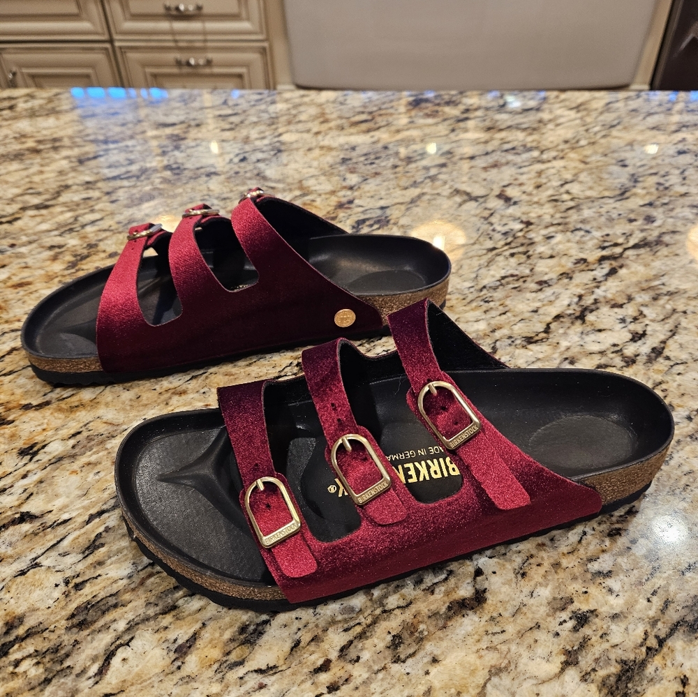 Birkenstock Florida Fresh Velvet Maroon